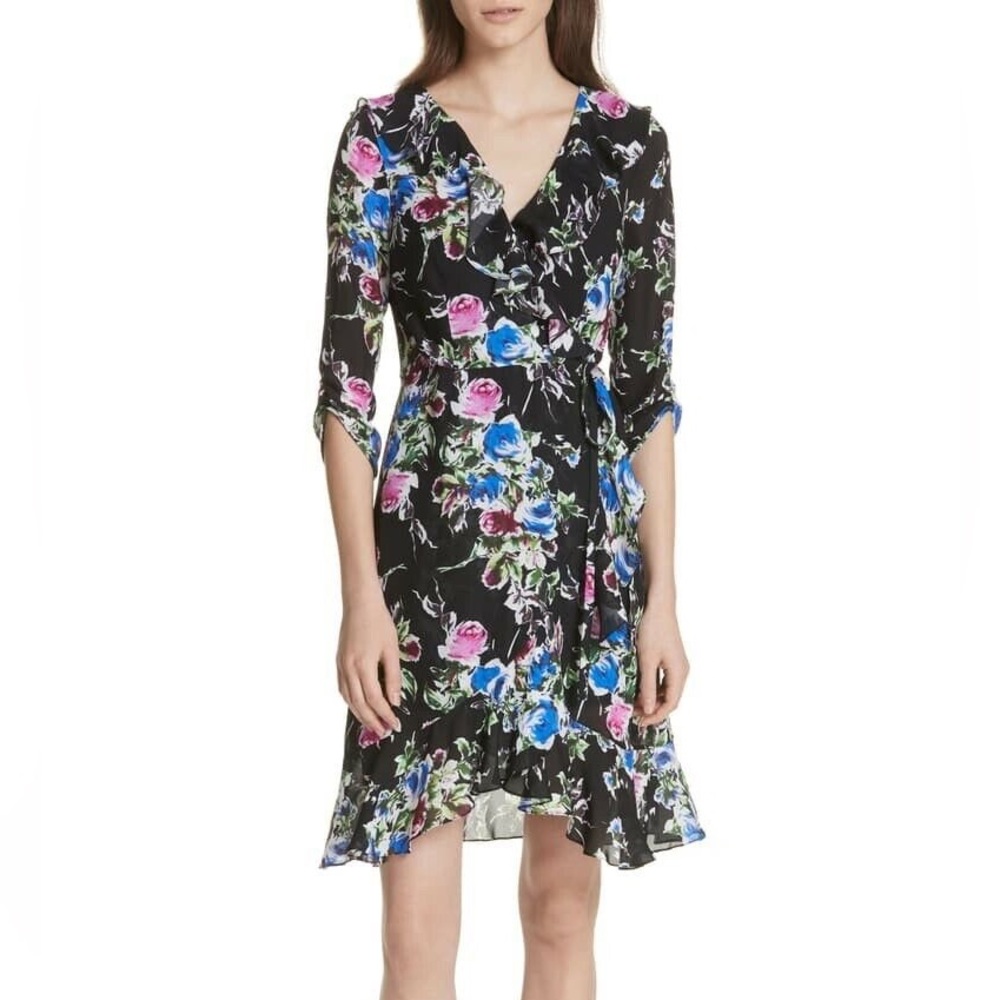 Milly Sill Floral Wrap Dress